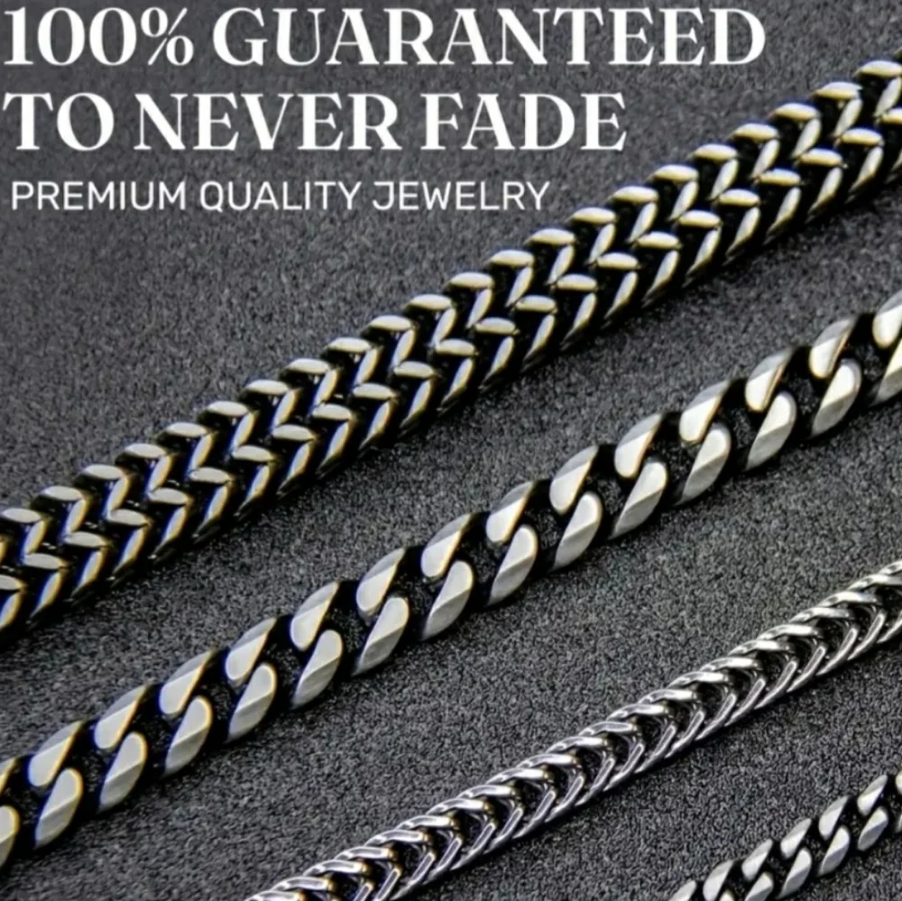 Silver Titanium Chain Necklace Gift Box for Son